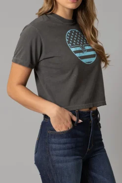 Ladies American Bullseye Crop