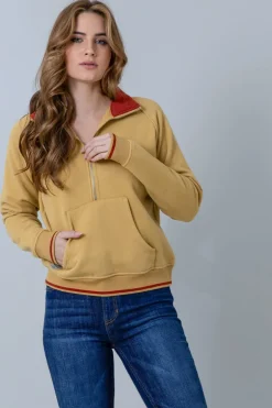 Malta Cropped Quarter Zip Sweatshirt